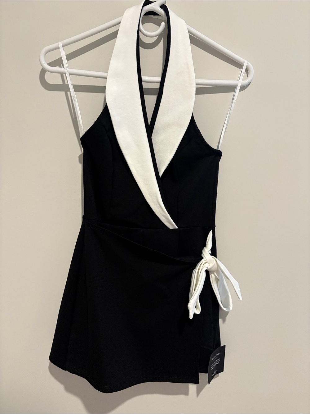 Lulu's Black & White Halter Mini Dress